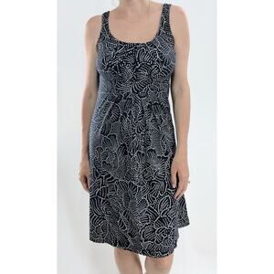 Mod-O-Doc Navy and White Printed Scoopneck Dress Size Small
